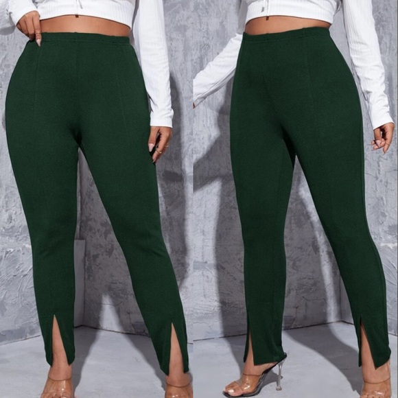 Plus size black stretchy split hem pants - Picture 2 of 15